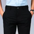 thumbnail image 3 of Pantalones de traje de lino blanco para hombre, pantalones rectos de verano para hombre, ropa de diseñador de tela, licra, nuevos y económicos, pantalones elegantes, formales, 3 of 5