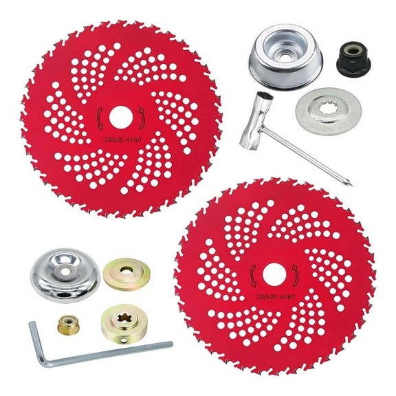 9 x 36 Teeth Carbide Tipped Brush Cutter Blades, Weed Eater Blades, Weed Wacker Blade for Brush Cutter,Two red saw blades   a nine-piece set