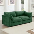 thumbnail image 3 of Newest 2 Seater Sofa,Pull out Storage Drawers Under Each Seat, Crescent-shaped Armrests,Wraparound , Suitable for Small Living Rooms, Chenille Green, 3 of 20