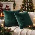 thumbnail image 4 of Sm:)e Soft Plush Faux Fur Throw Pillow Covers 18x18 Inch Set of 2, Decorative Cushion Covers for Couch Sofa Bedroom Living Room Home Decor, Green, 4 of 6