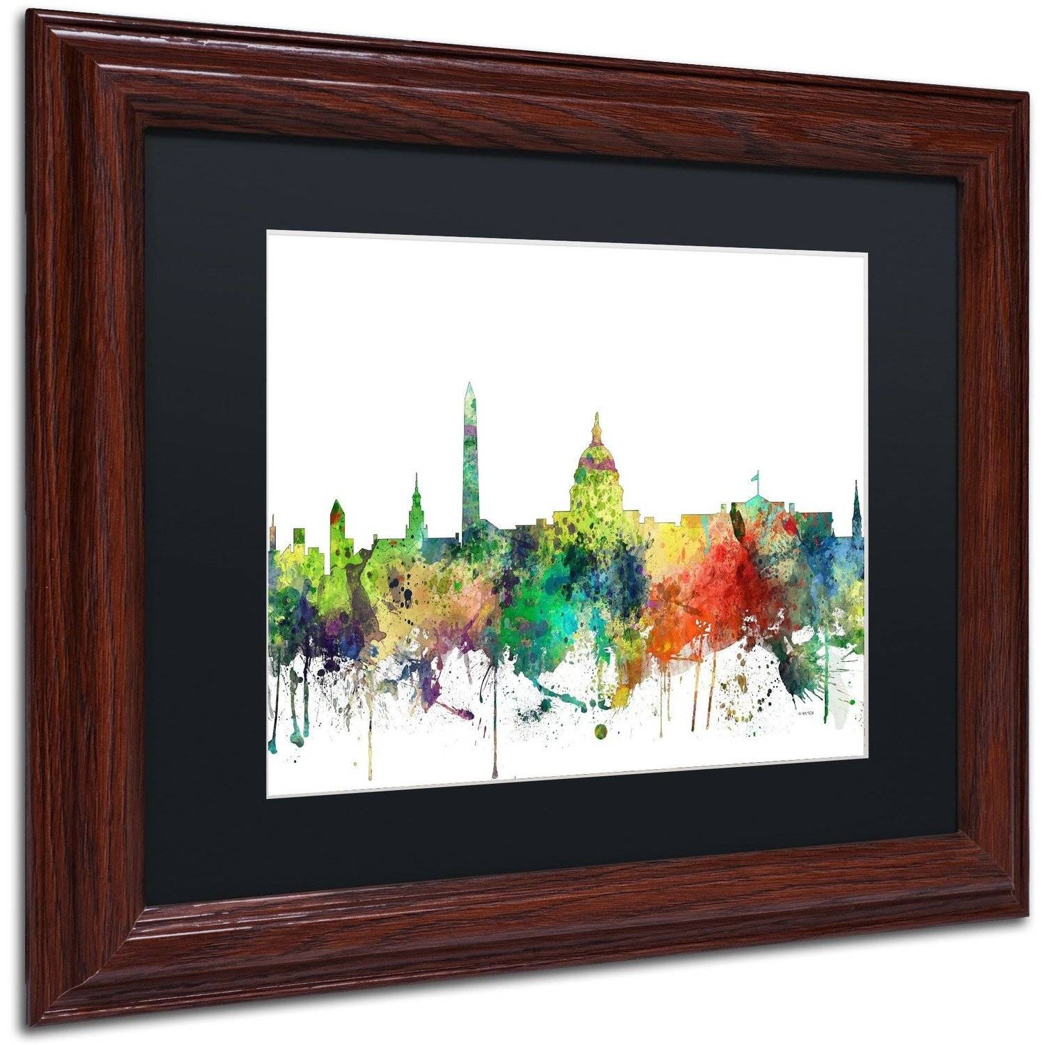 Trademark Fine Art "Washington DC Skyline SP" Canvas Art by Marlene Watson, Black Matte, Wood Frame