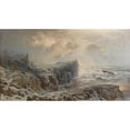 thumbnail image 2 of August Schaeffer von Wienwald 18x12 Gold Ornate Wood Frame and Double Matted Museum Art Print Titled - Snowstorm on a Nordic Coast, 2 of 4