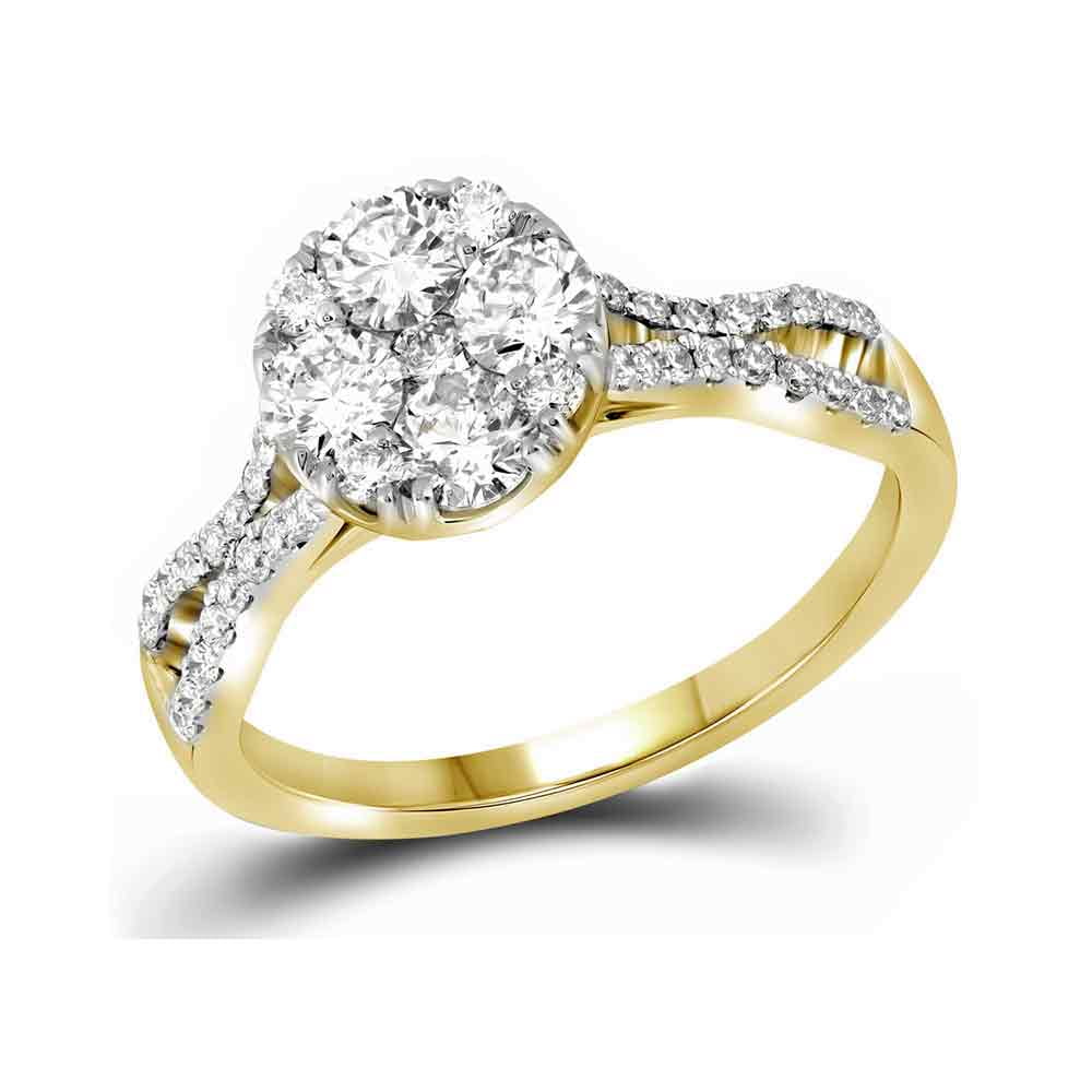 10kt Yellow Gold Womens Round Diamond Cluster Bridal Wedding Engagement Ring 1.00 Cttw by GND