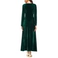 thumbnail image 5 of Vestido largo elástico de terciopelo fruncido de manga larga elegante para mujer Adepaton WRMH-233-12, 5 of 5