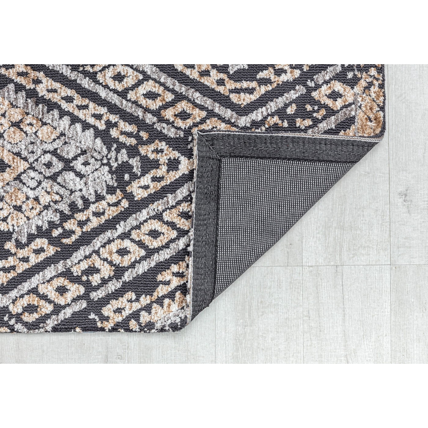 Rugs America GA10A Charcoal Diamond Diamond Bohemian Charcoal Area Rug, 2'0"x3'0" Ideal for Living Room, Bedroom, Dining Room and More