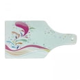 thumbnail image 1 of Floral Cutting Board, Vivid Bubbles Circular Dots with Flower Leaves Girls Design, Decorative Tempered Glass Cutting and Serving Board, Wine Bottle Shape, Multicolor, by Ambesonne, 1 of 1