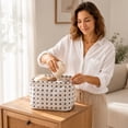 thumbnail image 4 of Cotton and Linen Desktop Storage Box, Miscellaneous Item Storage Box, Simple Pattern Storage Basket, Decorative Storage Basket, for Organizing Clothes, Toys, Books, and Daily Essentials, 4 of 6