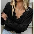 thumbnail image 1 of Suéter De Mujer Con Cuello En V, Prendas De Punto Sueltas Para Mujer, Informales Para Viajar ANGGREK XL negro, 1 of 6