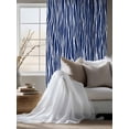 thumbnail image 4 of Sheer Curtains 72 Inches Long, Vintage Wave Lines Semi Sheer Curtains Light Filtering Window Treatment, Classic Minimalist Striped Navy Blue Privacy Voile Drapes for Living Room Bedroom 52x72 Inch, 4 of 7
