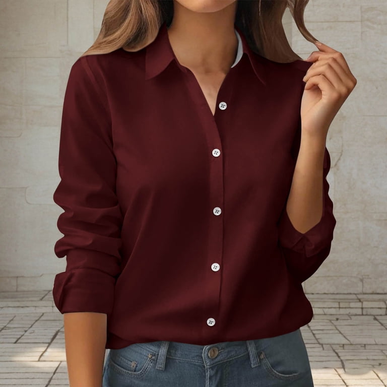 wine colored dress shirt Hisdern Men's Stretch Wrinkle-Resistant Dress Shirts Long Sleeve Burgundy for Work S