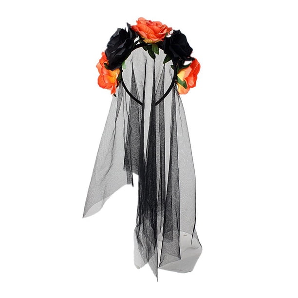 Diadema de repuesto portátil Sonducket para mujer flor elegante naranja negro