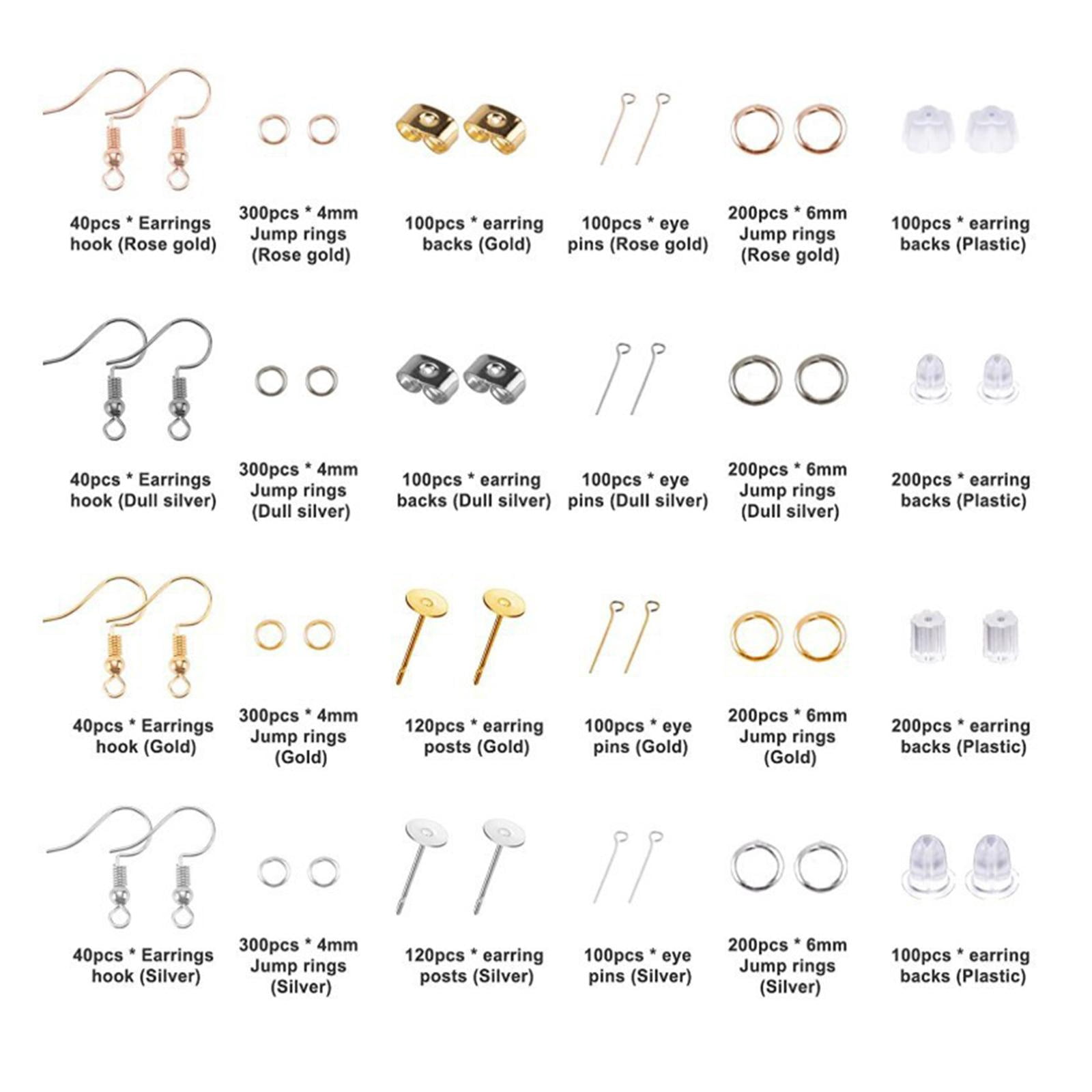 Milageto 3600Pcs Earring Making Kit DIY Earrings Posts Earring Findings Silicone Earrings