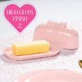 thumbnail image 4 of Paris Hilton London Collection Stoneware Bow Butter Dish, 2-Piece Stoneware, Microwave & Dishwasher Safe, Blush Pink, 4 of 11