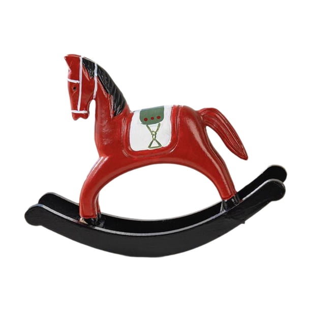 Estatua de caballo mecedor, figura decorativa, coleccionable, versátil, de madera. rojo