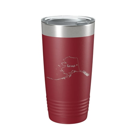 

Alaska Tumbler Home State Travel Mug Insulated Laser Engraved Map Coffee Cup 20 oz Maroon
