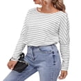 thumbnail image 4 of Womens Casual Raglan Crewneck Long Sleeve Solid Print Shirt Soft Loose Boyfriend Style Basic Button Tops, 4 of 7