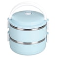 thumbnail image 2 of Boîte à Lunch Thermique Empilable - Boîte à Lunch Ronde Isolée en Acier Inoxydable 304 avec Récipients Alimentaires Cassés pour Repas Chauds (Bleu à deux couches), 2 of 14