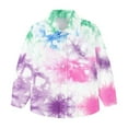 thumbnail image 7 of Boys Button Up Shirts Chest Pocket Fashion Tie-dye Long Sleeve Collared Dress Shirt for Kids Boy Girl Blouse, 7-8 Years Multicolor, 7 of 7