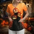 thumbnail image 2 of Godom T Shirt for Women Halloween Pumpkin Tees Fall Graphic Short Sleeve V Neck Tees, 2 of 7