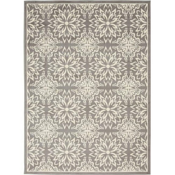 4 x 6 ft. Gray Floral Power Loom Non Skid Rectangle Area Rug