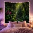 thumbnail image 2 of Tropical Rainforest Stream with Orchids and Ferns, Serene Watercolor Nature Art for Forest Lovers, Verdant Wall Decor, Housewarming Gift Tapestry Wall Hanging for Bedroom and Living Room, 2 of 7