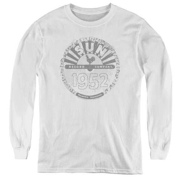 Sun Records Crusty Logo Youth Long Sleeve Tee White