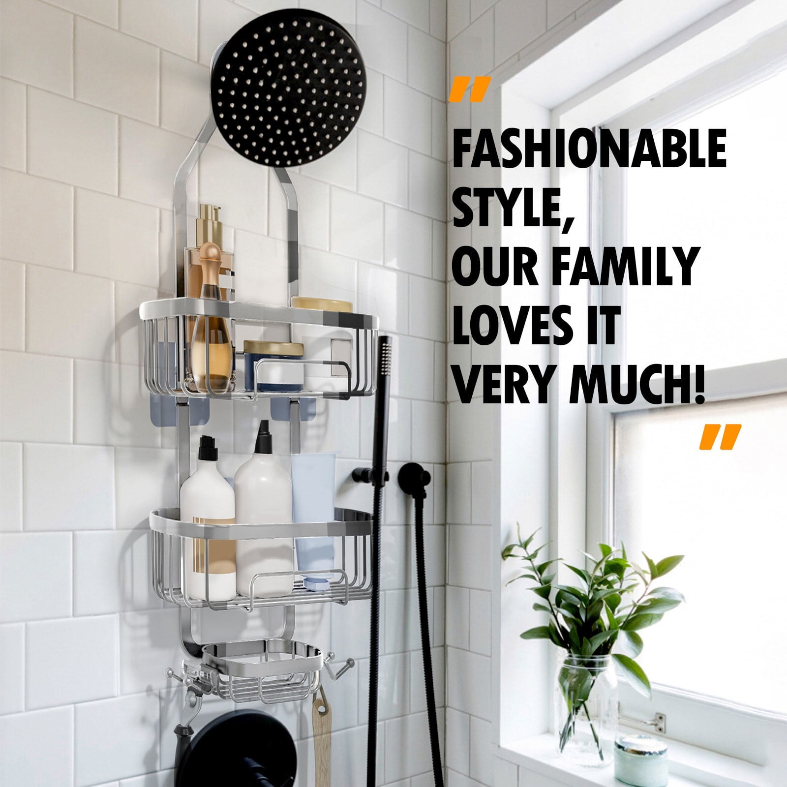 ZZkhGO Shower Caddy Hanging Rack 3 Tier, Over Shower Head Organizer with Soap Dish, Bathroom Shelf for Shampoo Towels