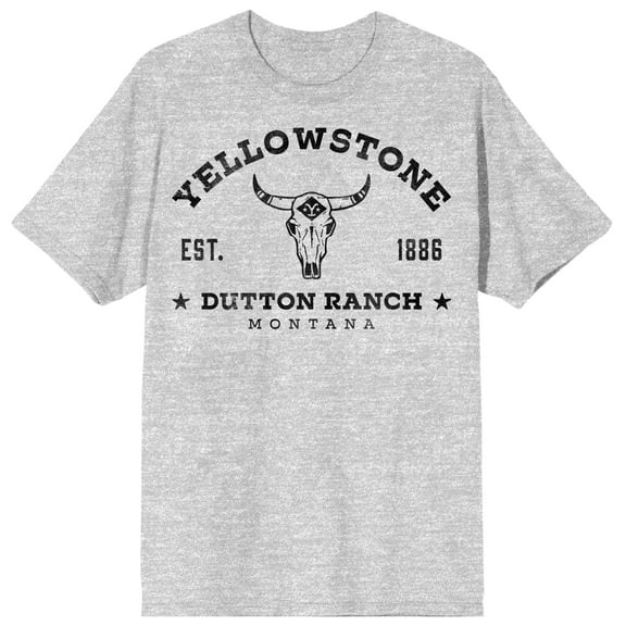Yellowstone Dutton Ranch Collegiate Style with Brand Mens Athletic Heather Graphic Tee - S