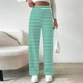thumbnail image 5 of Maean Women's Striped Pants Fleece Fuzzy Lined Straight Leg Loose Trousers Casual High Waist Sweatpants, 5 of 7