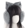 thumbnail image 3 of Cute Cat Ears Ear Warmers Plush Pendant Earmuffs Winter Windproof Female Earflap Christmas Headband Gothic Style Earmuffs, 3 of 7