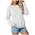 thumbnail image 1 of Splozh Chandail à Col Rond pour Femmes, Manches Longues, Chandails pour Femmes, Décontracté, Grande Taille, Chandail à Col Rond, Chandail à Enfiler, Automne, Tendance, Chandail en Molleton, Vêtements d'Hiver, Blanc, P, 1 of 6