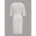 thumbnail image 3 of ZOELNIC Women's Elegant Bodycon Dress Crew Neck Pearl Accent Midi Dress, Split Sleeve & Back Zipper, Party Club Cocktail Dress,XL, 3 of 5