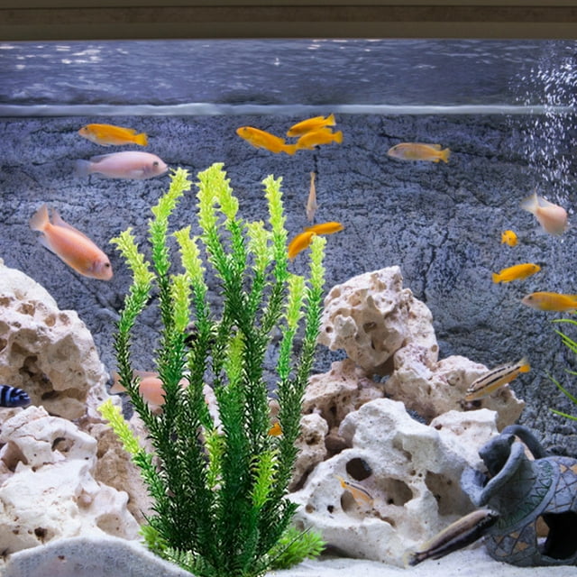 Fiudx Decoración de Césped para Acuario, Plantas de Plástico Vibrantes, Diseño de Base de Piedra, Fácil de Limpiar, para Agua Dulce y Salada, Accesorio Decorativo para Peceras, Incluye 1 Pieza