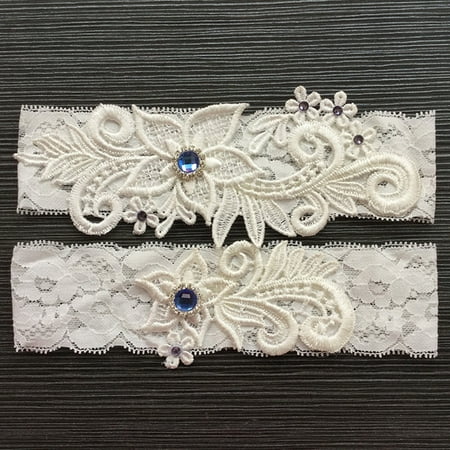 

YIDEDE 2 Pcs Wedding Garters Rhinestone Decoration Bride Bridal Lace Garter Set