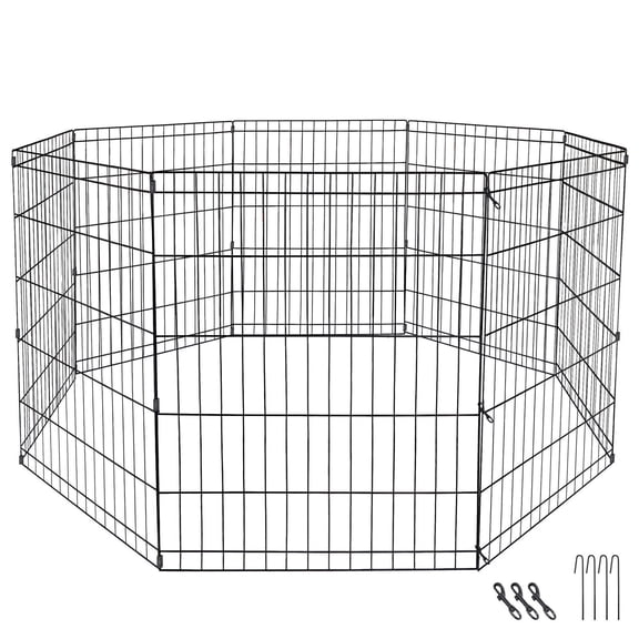 LLToo 30 Inch 8 Panel Dog Pet Playpen Large Crate Fence Exercise Cage Indoor Outdoor