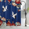 thumbnail image 2 of Blue Crane Shower Curtain Set, Waterproof Shower Curtains for Bathroom, Vintage Red Teal Spring Floral Botanical Washable Fabric Cloth Bath Curtain for Bathtub Decoration with Hooks 48x72 Inches, 2 of 9