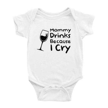 

Mommy Drinks Because I Cry Cute Baby Girl Boys Romper Print Jumpsuit