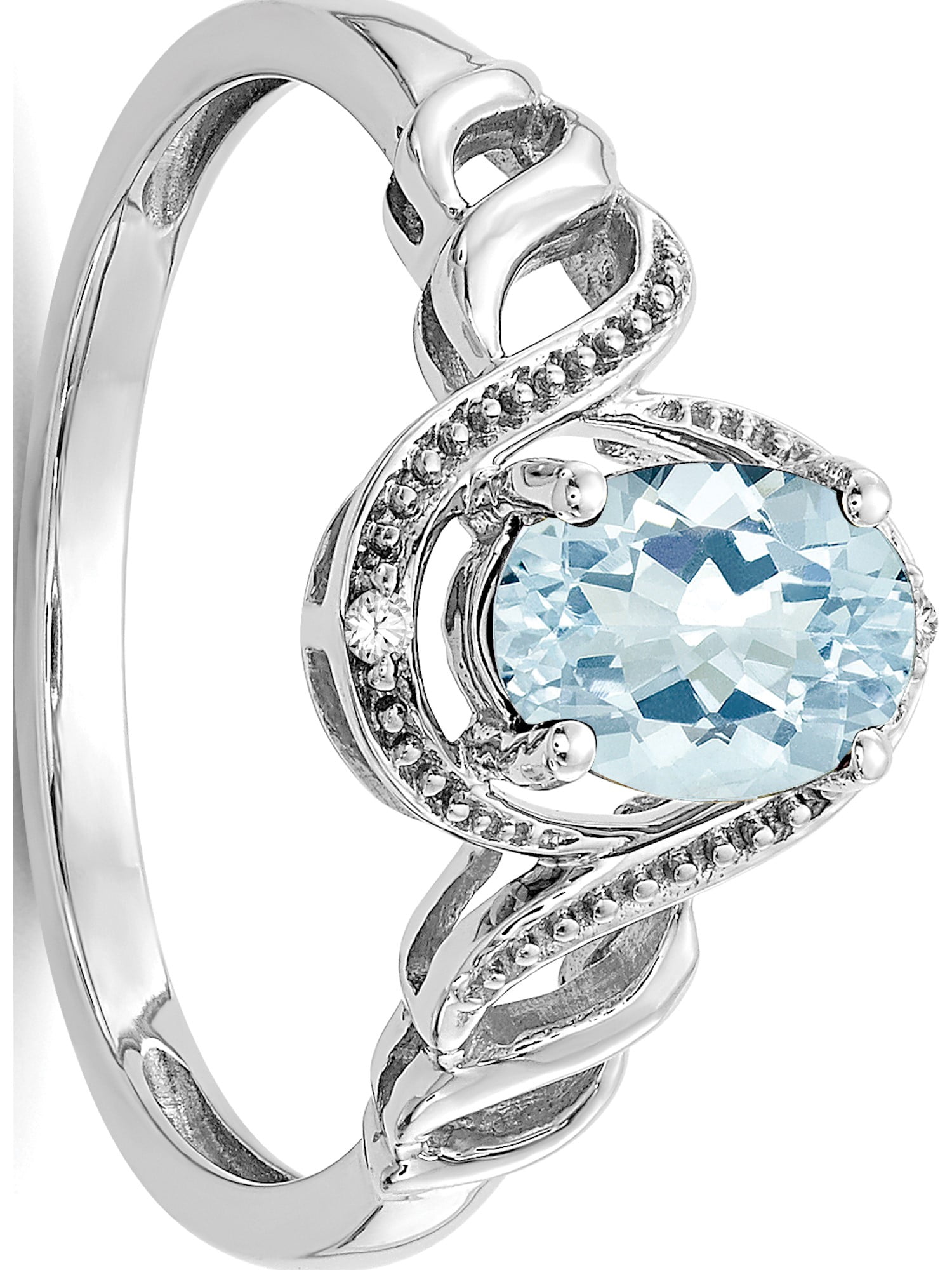 10k White Gold White Aquamarine Diamond Ring by