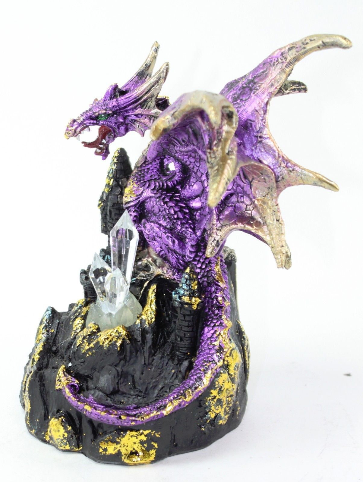Mythical 7.5" Purple Western Dragon Crystal Color Change Nightstand Desk Light Halloween Medieval Magical Party Home Decor Gifts