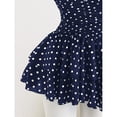 thumbnail image 6 of Black & White Polka Dot Deep V-Neck Halter Backless Fitted Mini Dress with Ruffle Hem, 6 of 10