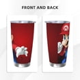 thumbnail image 3 of Lsque Mario Pattern 20oz Car Cup with Lid and Straw, Insulated Coffee Cup with Straw Topper, Spill Proof Travel Coffee Mug, Stainless Steel Tumble, 3 of 8