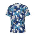 thumbnail image 5 of Vsdgher Blue and White Butterflies Print Men's Dry Fit Mesh Athletic Shirts Moisture Wicking Tennis T-Shirt Tops, 5 of 9