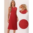 thumbnail image 2 of DARING DIVA Women's V Neck Sleeveless Button Pleated Midi Dresses XS Red, 2 of 6