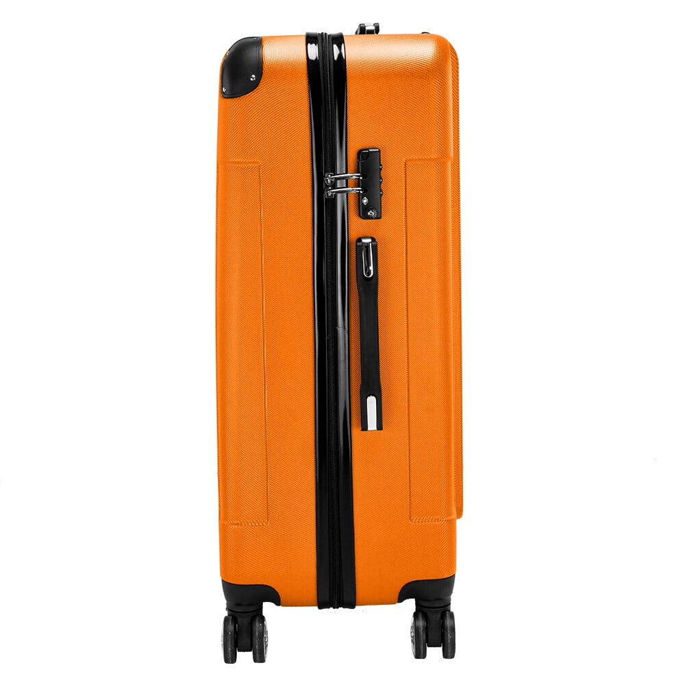 Kepooman 3 Piece Travel Luggage Sets, Lightweight ABS Luggage Suitcase, 360° Spinner Wheels Travel Set Bag3-in-1 Portable ABS Trolley Case 20"/24"/28" , Orange