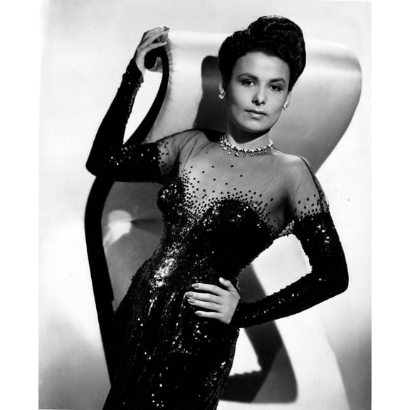 Black and White Portrait of Lena Horne in Black Gown Photo Print (8 x 10)