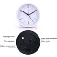 thumbnail image 3 of Silent small alarm clock with night light, battery powered, simple design for bedroom, bedside, desk - off-white, 3 of 5