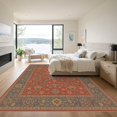 thumbnail image 3 of ODIKA 9'x12' Washable Area Rug Blue Orange Accented Floral Medallion Design Elegant Geometric and Botanical with Border for Master Suite, California King, Under Bed, Non-Shedding, Easy Care, 3 of 7