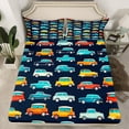 thumbnail image 2 of Manfei Cute Cartoon Car Full Size Sheets,Colorful Vehicle Bed Sheets,Black Blue Yellow Sheet Sets For Boys Kids,Microfiber Bedroom Decor,4-Piece, 2 of 7