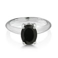thumbnail image 2 of Gem Stone King 925 Sterling Silver Black Onyx Solitaire Engagement Ring for Women | 1.63 Cttw | Oval 9X7MM | Gemstone December Birthstone | Size 5, 2 of 4
