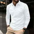thumbnail image 2 of WTXUE Polos Long Sleeve, Scrunch Neck Polo Golf Shirts for Men Spring Autumn Casual Button T Shirt Top Solid | Workwear for Men White XL, 2 of 5